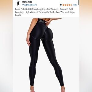 Womens BonFide Extra Sex LYC Butt Lifting Black High-Waisted Leggings